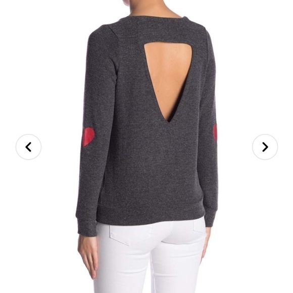 Chaser Ciao long sleeves cutout back gray top - Picture 3 of 7